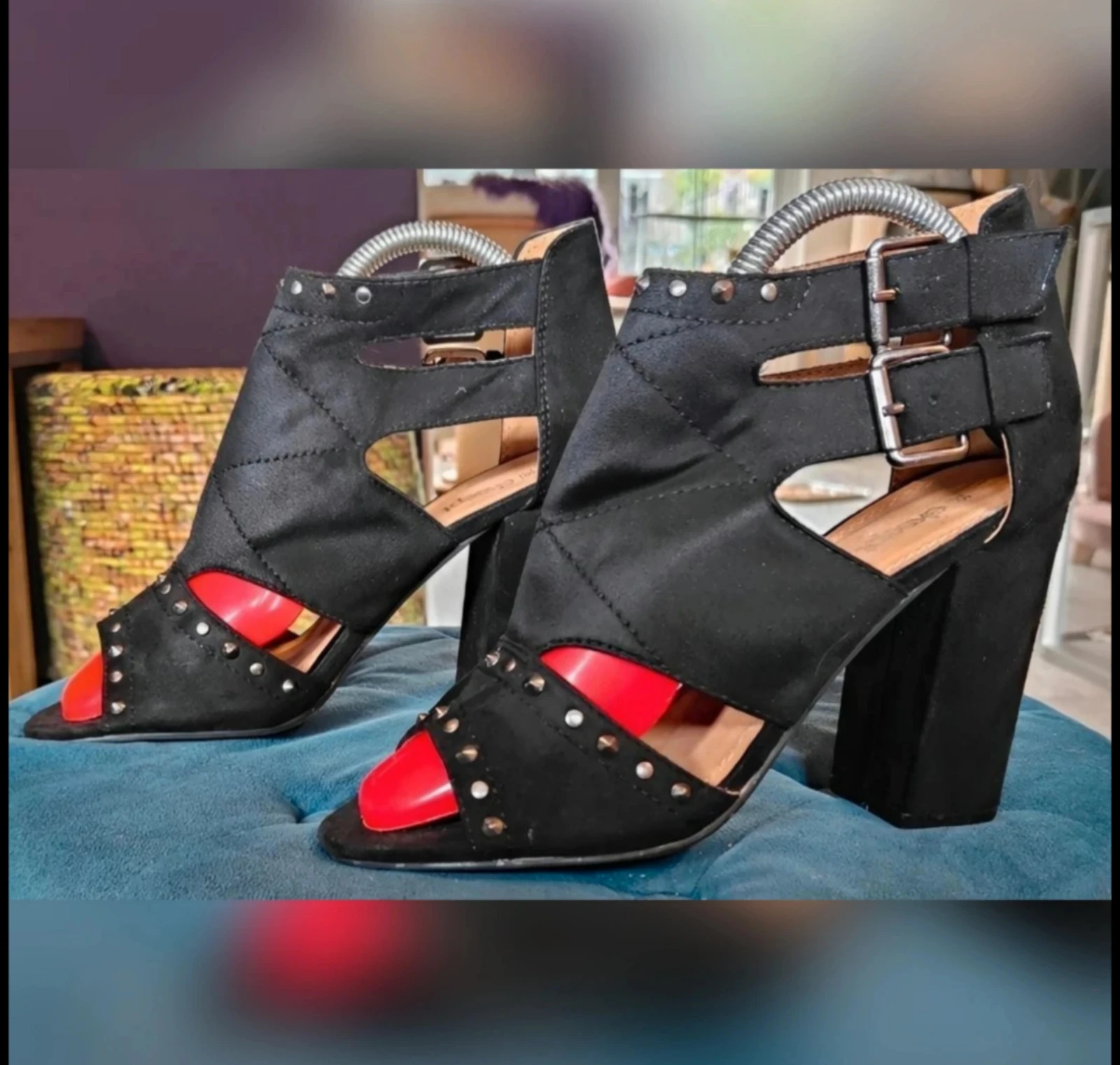 Stylish Black sandals with studs Eksept size 38 – photo 3